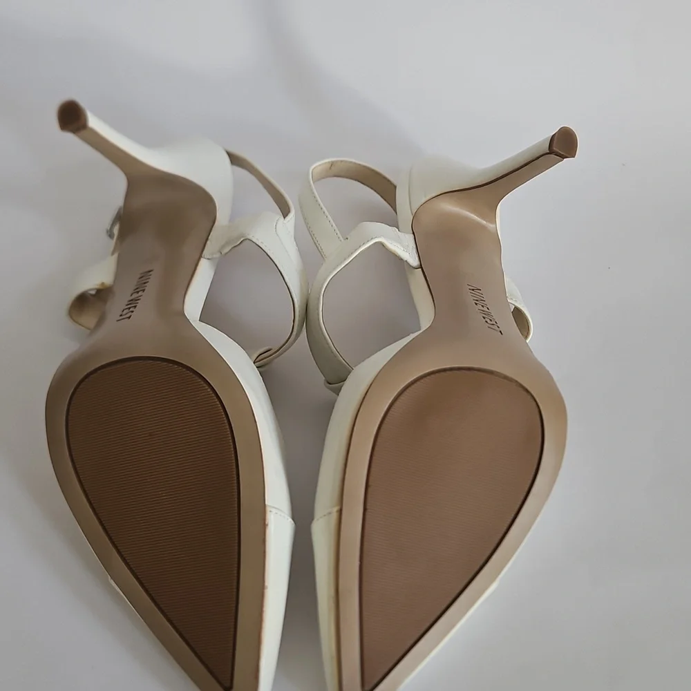 NEW Nine West Renice T Strap Slingback White Pump Size 9.5 - Picture 6 of 10